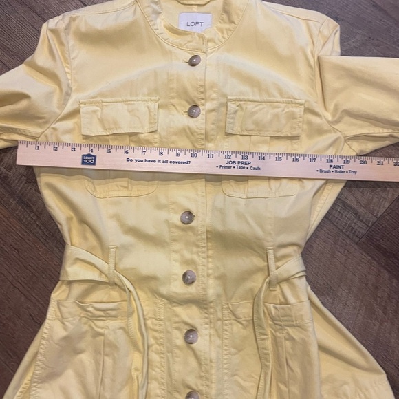 LOFT Women’s Large Yellow Utility Jacket Belted Safari Style 100% Cotton - Picture 5 of 10